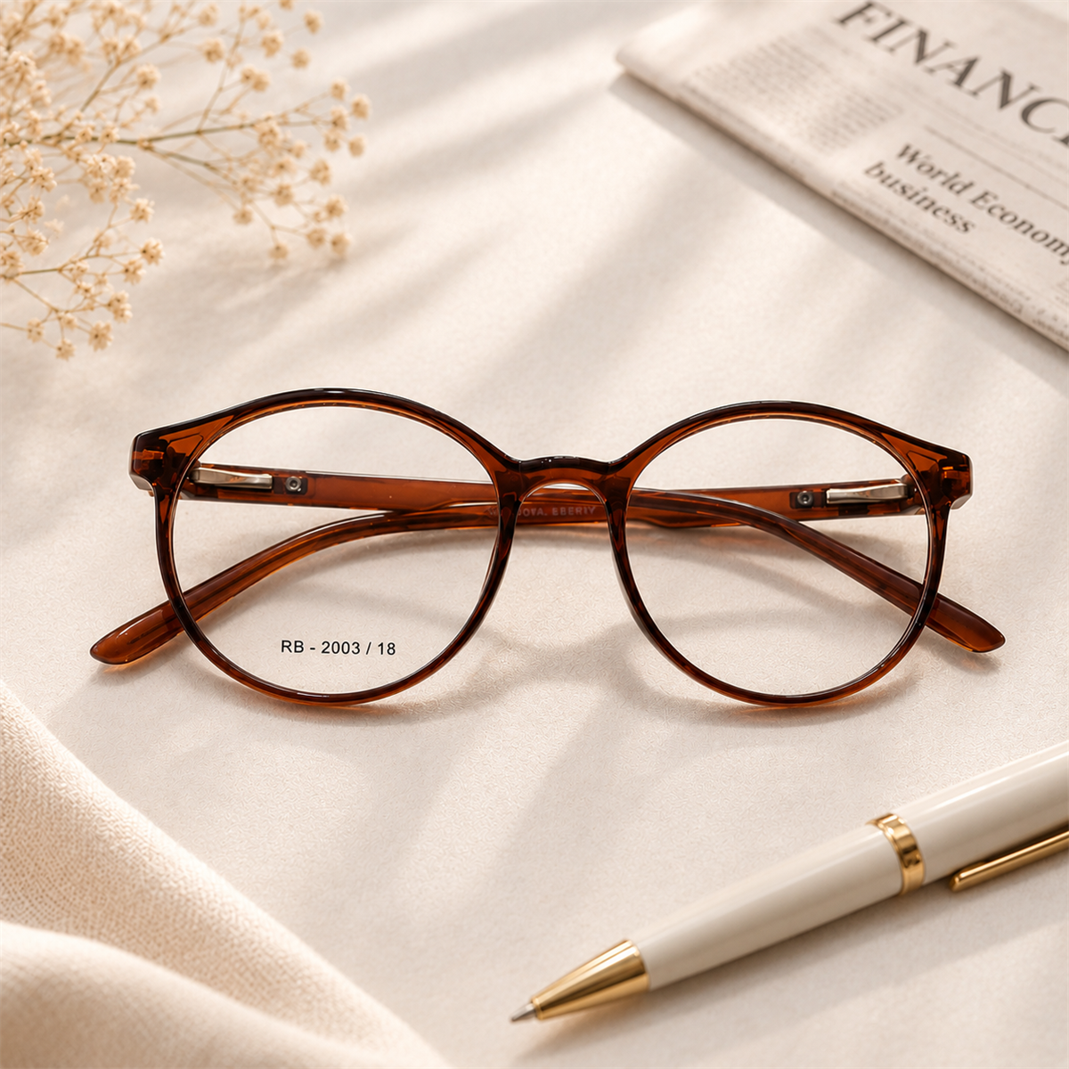 RB2003/18 Classic Round Brown Spectacle Frame