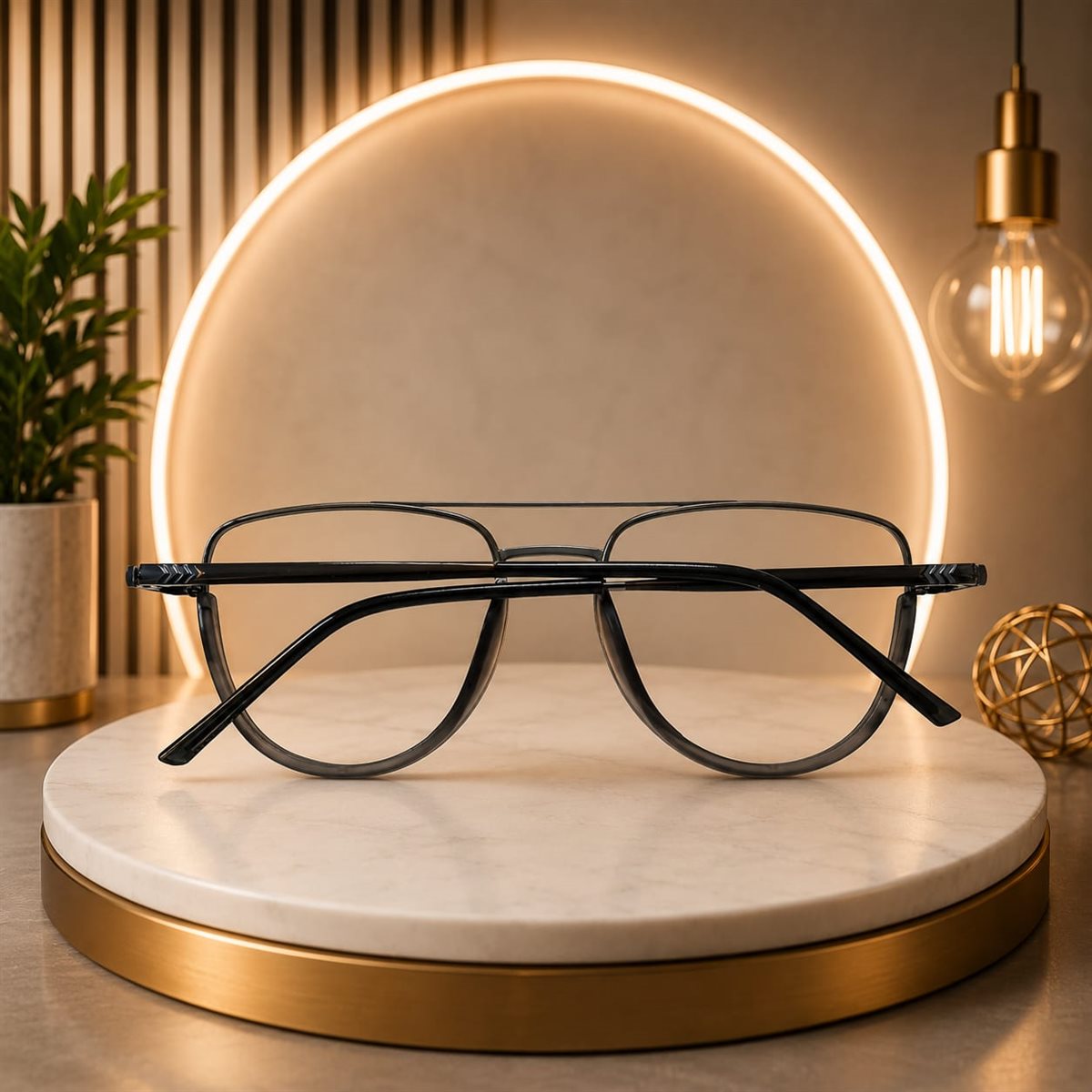 Premium Black Round Metal Eyeglass Frame T100810