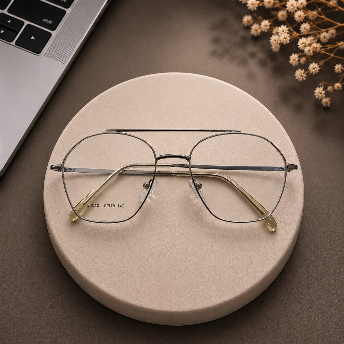 Premium Double Bridge Aviator Metal Frame Silver 28010