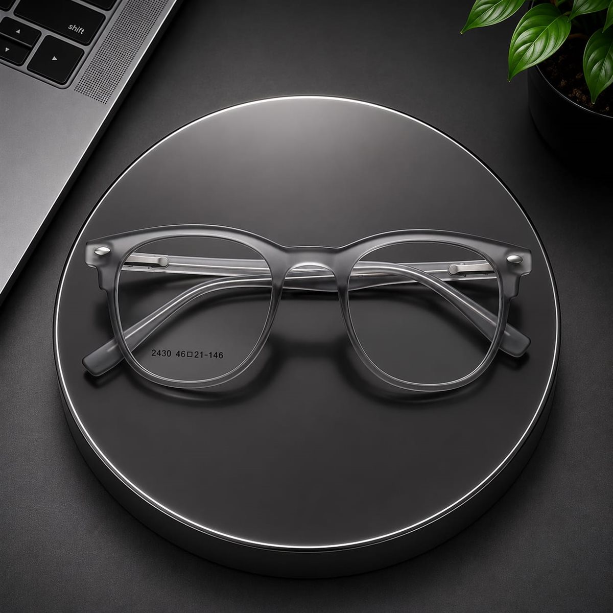 Frost Grey Round Transparent Eyeglass Frame CH2430