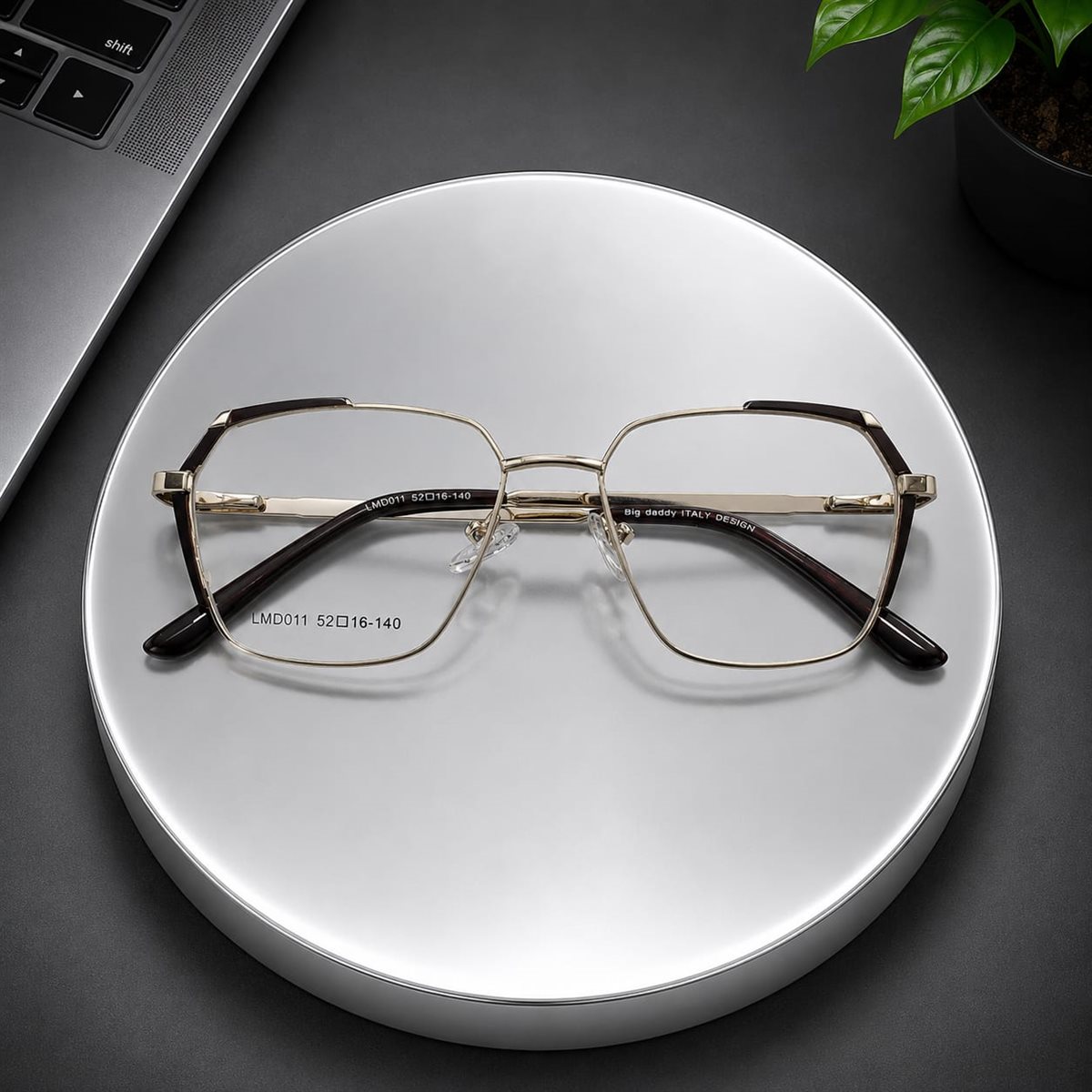 Chashma House Premium Gold Square Metal Eyeglass Frame