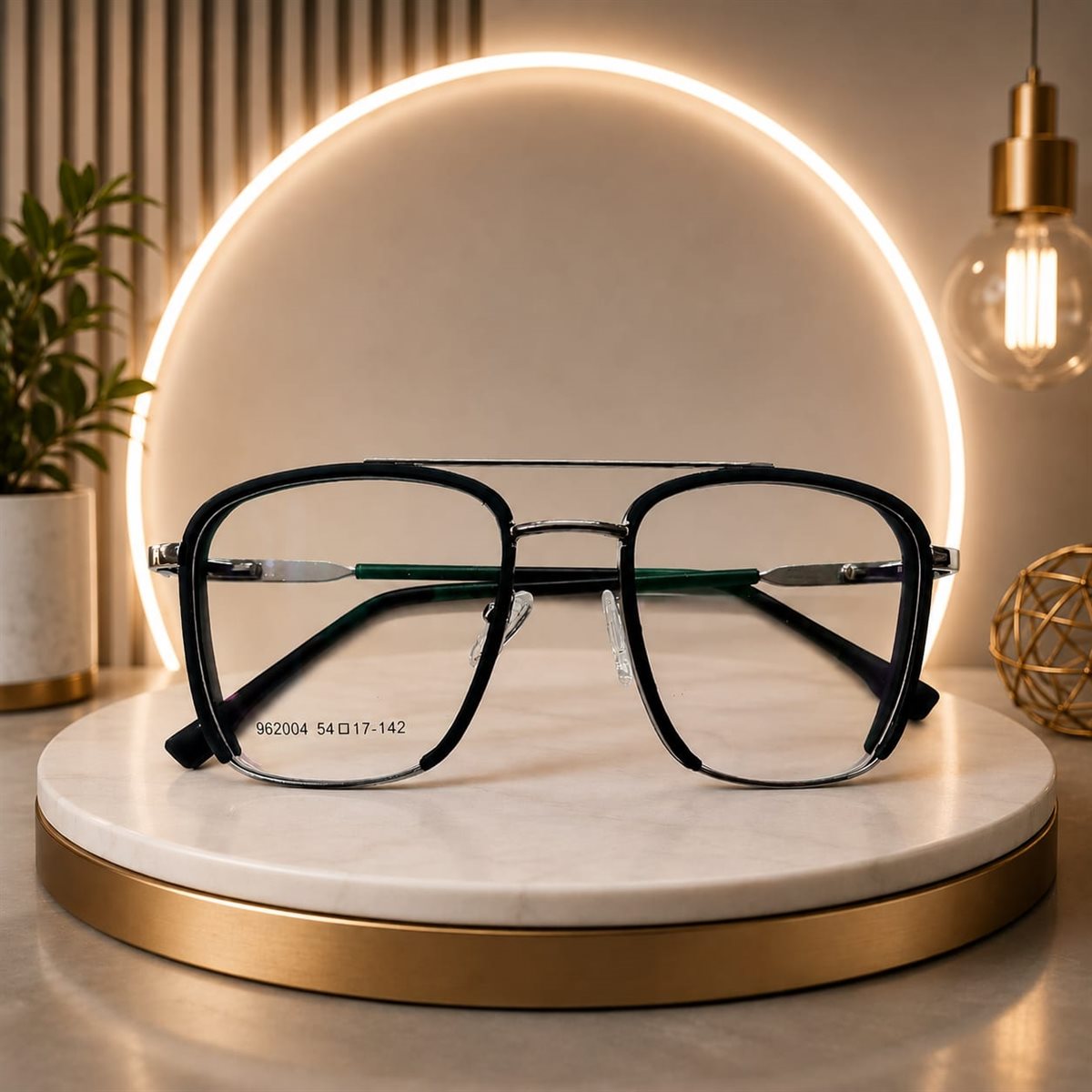 Premium Black Double Bridge Aviator Eyeglass Frame