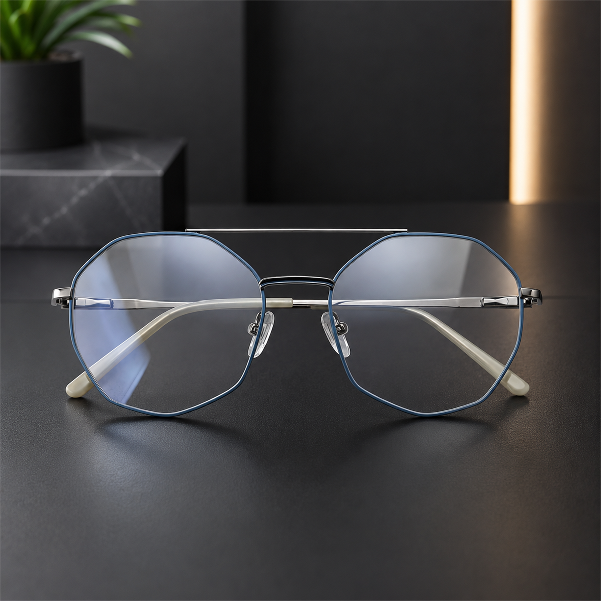 Modern Geometric Aviator Spectacle Frame