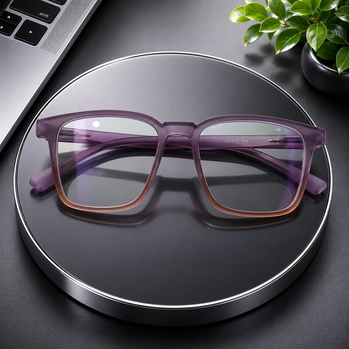 Lavender Crystal Square Eyeglass Frame