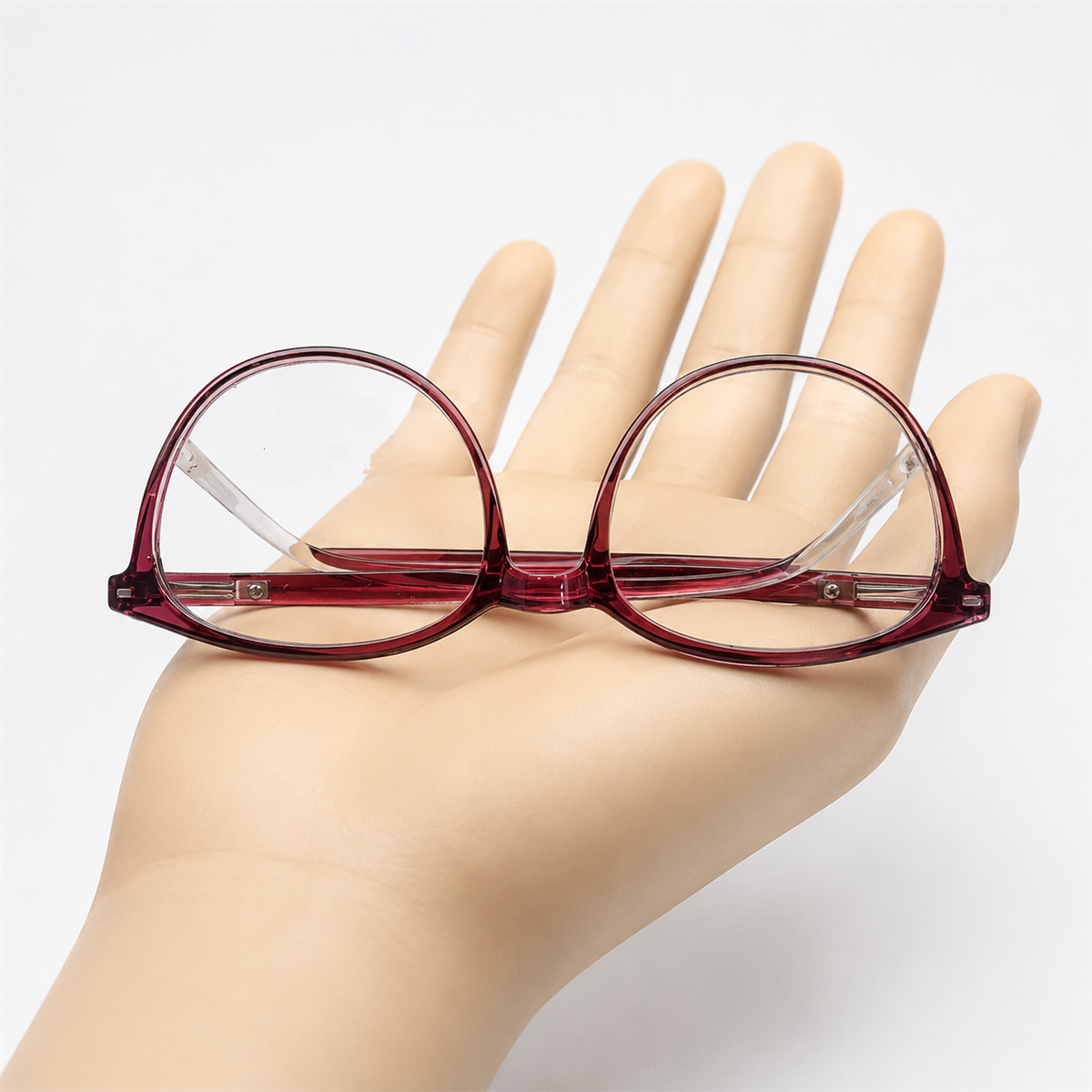 Translucent Burgundy Oversized Round Eyeglasses